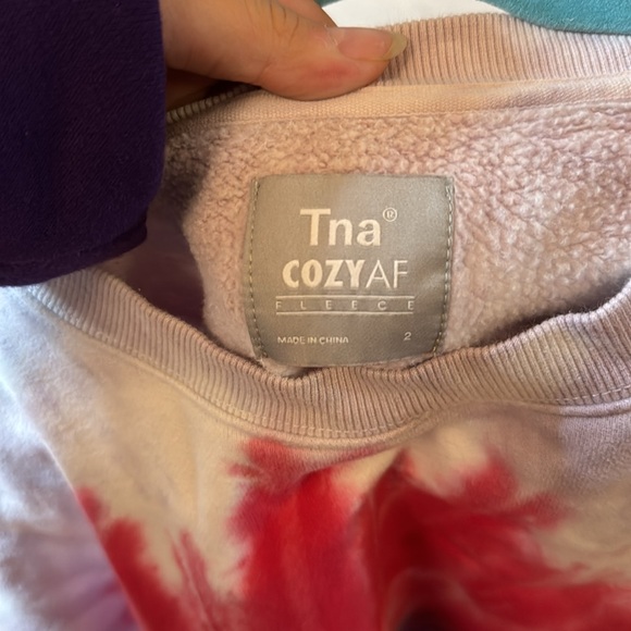 Aritzia TNA pink and purple tie dye crew neck, size 2 - Picture 3 of 3